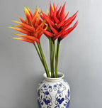 3 Pcs Orange Bird of Paradise Flowers Artificial &10 Pcs Areca Palm Leaves - Image 5