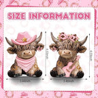 Wesiti 2 Pcs Highland Cow Figurines Resin Farmhouse Coffee Decor Statues - Image 3