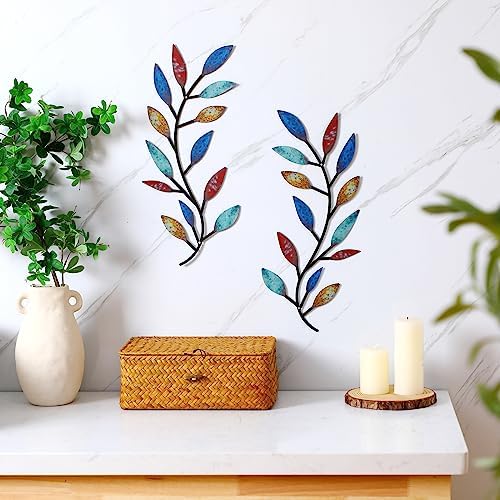 Zhengmy 2 Pcs Metal Leaf Wall Art Vine Branch Decor,Elegant Color - Image 6