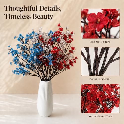 Mandy's 6 Bundles Artificial Red White Blue Baby’s Breath Flowers - Image 4
