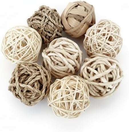 Rattan Balls for Bowl Filler Decor, 8 Balls + 2 Carrots, 2.8-4.7" by Kirosy