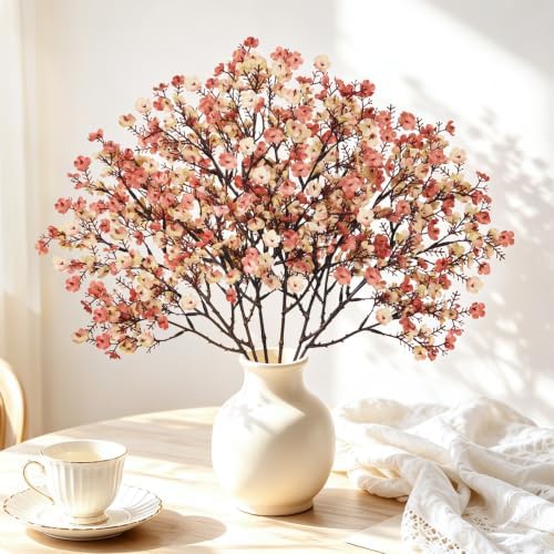 6Pcs Baby's Breath Artificial Flowers, Silk Gypsophila Stems, Beige Brown by Uieke