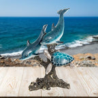 Dolphins and Sea Turtle Swimming on Coral Reef – Ocean Figurine Coastal Tabletop Decor | Sea Life Sculpture Beach House Nautical Room Accents (10.75 x 9.5 in) by Corner Merchant - Image 4