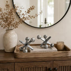 4 Inch Metallic Silver Jacks Decor Set of 2 - Image 5