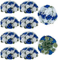 BLOSMON Fake Flowers Ball Wedding Centerpieces 10 Pcs Royal Blue Rose Babys Breath Artificial Flowers Center Pieces Decoration for Table Faux Silk Floral Bouquet Arrangements for Home Party DIY Decor by Blosmon