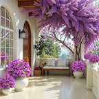 Bougainvillea Artificial Faux Bougainvillea Outdoor 4 Pack Fake Bougainvillea Hanging Flowers Artificial Bougainvillea for Indoor Home Porch Garden Decor Spring Flowers No Vases(Dark Purple) - Image 4