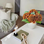 JINWOE Fall Hydrangea Artificial Flowers, 4Pcs 21” Latex Real Touch Flowers, Faux Silk Flowers Fake Artificial Hydrangeas with Stems for Bouquet Table Centerpieces Halloween （Raw Umber Brown） - Image 7