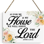 Inspirational Decor As for Me and My House We Will Serve The Lord-Joshua 24:15 Christian Bible Verse Wall Art Scripture Wooden Hanging Sign for Farmhouse Home Wall Art Decoration 10 x 8 Inches by BELLOWDEER