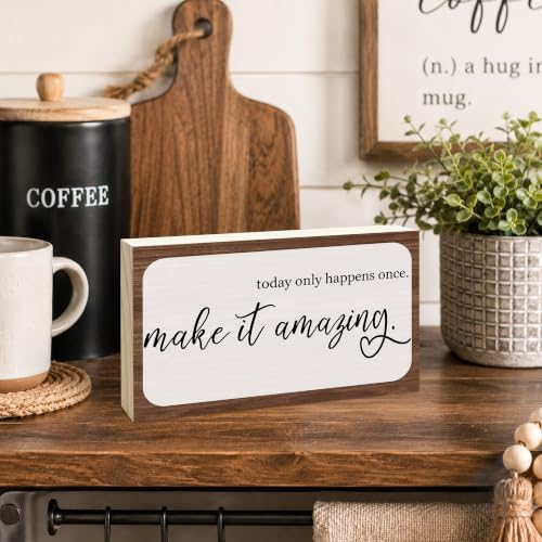 3x5 Motivational Wooden Sign, Today Only Happens Once, Make It Amazing - Image 3