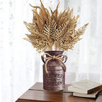 Artificial Golden Flowers Decoration, Plastic Grass Faux Boston Fake Fern Gold Leaves Simulation Setaria Bushes Home Indoor Outdoor Garden Wedding Hall Table Planter Filler DIY Christmas Decor 4 Pack - Image 2
