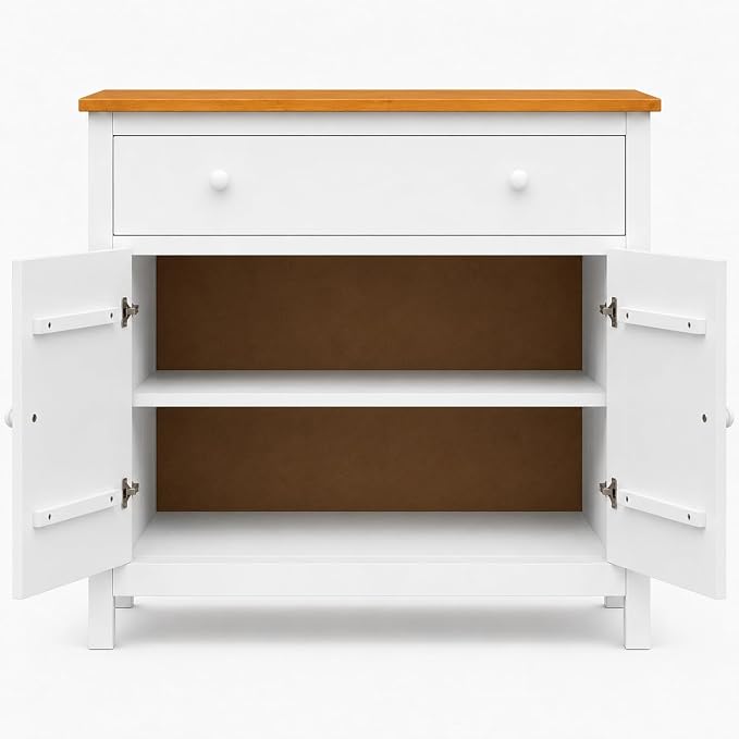 From the Tree Furniture 44" Wide White & Pine Top Solid Pine Shaker Sideboard - Image 7