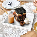 Wooden Decorative Tray, Rectangular Serving Tray with Wood Bead, Farmhouse Big Tray for Ottoman, Countertop, Coffee Tabl, 16.5" x 13"x 1.6" (Retro White) - Image 3