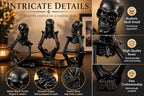 Black Skeleton Decor Set of 3, Thinker Skeleton Figurines for Home Decor, Gothic Shelf Decor Aesthetic, Resin Halloween Decorations for Bookshelf, Desk, Coffee Table - Image 7