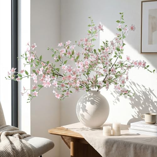 Fake Flowers, 3 Pcs Artificial Flowers Greenery Stems Faux Greenery Stems Branches for Vases Realistic Silk Real Touch Spring Greenery Stems Bulk Bedroom Office Wedding Table Summer Home Decor - Image 3