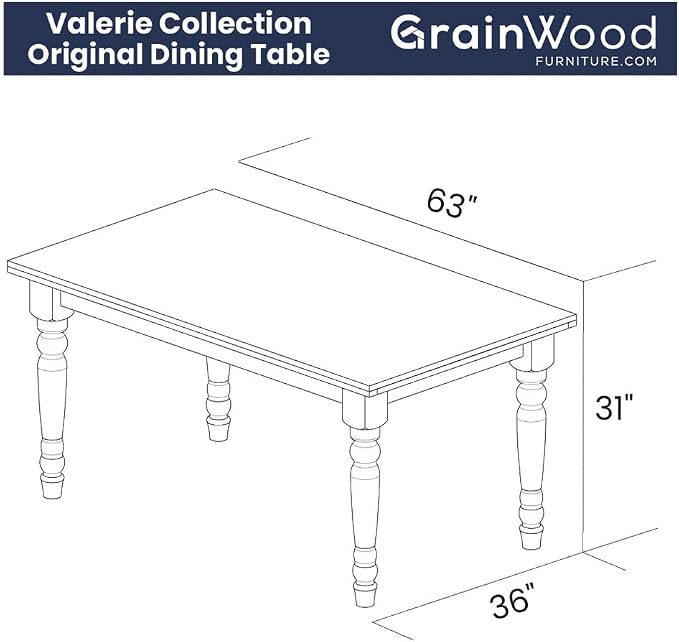 Grain Wood Furniture Valerie Original Solid Wood 63" Dining Table - Image 7