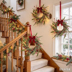 6 PCS Mini Christmas Wreaths for Cabinets 9" Christmas Kitchen Cabinet with Pine Needles Pinecones Red Berries Bells and Bow Christmas Wreath for Front Door Window Wall Xmas Holiday Home Decor - Image 6