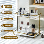 Bathroom Organizer Countertop Perfume Organizer Makeup Organizer Cosmetics Storage Display Rack Vanity Tray Dresser Stainless Steel Gold Shelf White Marble Ceramic Tray - Image 5