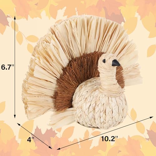 winemana Thanksgiving Turkey Decor Straw Turkeys, 6.7" Tall - Image 3