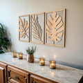 qmmp Modern Wooden Wall Sculptures - Set of 3 - Home Decor Accent - Large Wall Art for Living Room, Bedroom, Office - Easy Installation (Oak, Medium - Tree Leaves) by qmmp