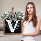 Ultra Large 14'' Last Name All Year Round Front Door Wreath with 26 Initial Letter Welcome Sign All Seasons Eucalyptus Garland and Bow Wreaths for Front Door Porch Farmhouse Decoration (V) by Unknown