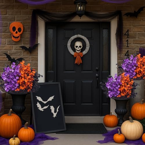 Uieke 6 Pcs Halloween Artificial Baby's Breath Flowers, Black & Purple & Orange Faux Gypsophila Flowers, Real Touch Silk Flowers for Cemetery Decor, Haunted House Party, Spooky Centerpieces - Image 4