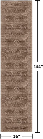 Brown Neutral Boho Washable 3x12 Extra Long Hallway Runner Rug, Waterproof - Image 2