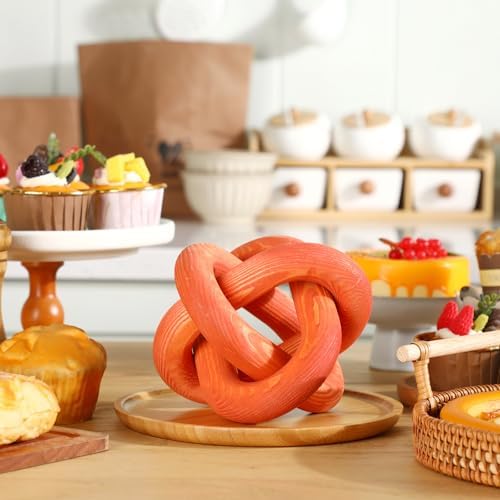 Yalikop 3 Link Wood Knot Decor Rustic Table Shelf Accents, Orange - Image 4