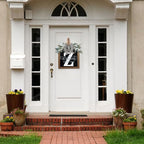 Ultra Large 14'' Last Name All Year Round Front Door Wreath with 26 Initial Letter Welcome Sign All Seasons Eucalyptus Garland and Bow Wreaths for Front Door Porch Farmhouse Decoration (Z) - Image 3