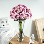 Ttranewsoo 12PCS Artificial Roses with Stems, Realistic Purple Fake Roses, Silk Rose Flowers for Vases, DIY Bouquets, Wedding Centerpieces, Party & Home Decor, 16.5 Inch - Image 4