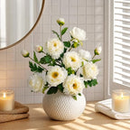 Silk Peony Artificial Flowers, 4 Pcs 31.5", Light Apricot - Image 4