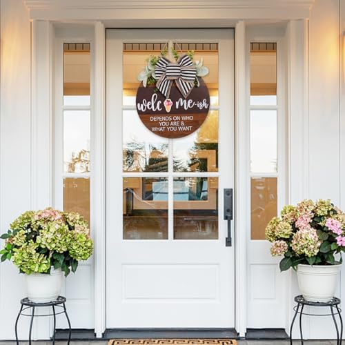 Interchangeable Welcome Sign Front Door Wreaths for Summer Fall Winter - Image 3
