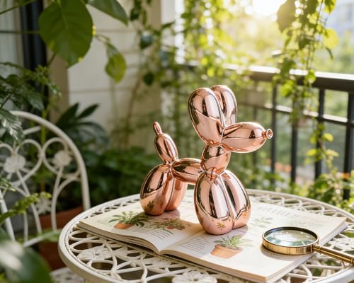 4 Inch Shiny Rosegold Balloon Dog Sculpture - Image 5