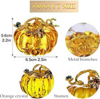 2.5'' Hand Blown Glass Pumpkin Figurines Harvest Fall Thanksgiving Decor - Image 2