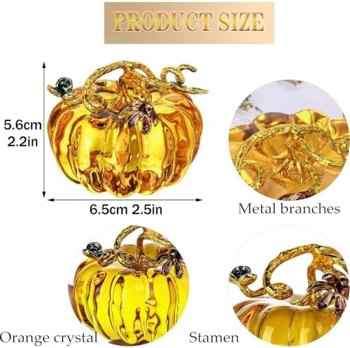 2.5'' Hand Blown Glass Pumpkin Figurines Harvest Fall Thanksgiving Decor - Image 2