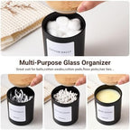 2 Pack Glass Qtip Holder Dispenser Set - Q Tip Holder for Bathroom Canister Qtip Dispenser with Lid for Cotton Balls, Swabs, Floss Picks, and Makeup Sponges ,Black,Large Capacity - Image 2