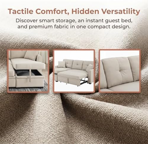Convertible Sofa Bed, L Shape Sleeper Sofa - Image 3