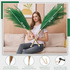 7 Pcs 45" Faux Pampas Grass – Fluffy Artificial Pompous Grass for Tall Floor Vase, Non-Shedding Home Decor, Boho Wedding Flowers, Baby Shower Centerpieces, Bedroom & Living Room Decor (Green) - Image 2