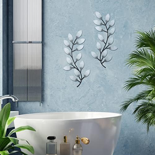 Zhengmy 2 Pcs Metal Leaf Wall Art Vine Branch Decor,Retro White - Image 5