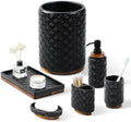 RQYIXI Ceramic Bathroom Accessories Set,Black,6 Piece,with Trash Can by RQYIXI