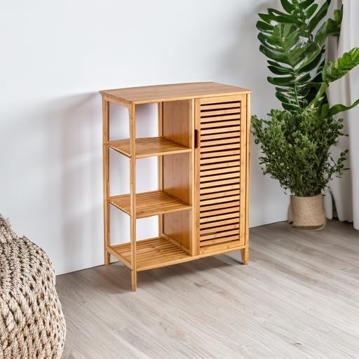 Tangkula Bamboo Bathroom Floor Cabinet, Storage Cabinet - Image 5