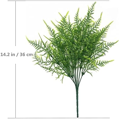 Artificial Plants, Plastic Shrubs Fern Grass Leaves Fake Bushes Outdoor Indoor Greenery Home Garden Décor Verandah Planting Filler Table Centerpieces Arrangements DIY Decoration 4 Pack - Image 5