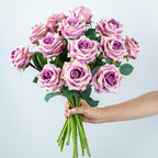 Ttranewsoo 12PCS Artificial Roses with Stems, Realistic Purple Fake Roses, Silk Rose Flowers for Vases, DIY Bouquets, Wedding Centerpieces, Party & Home Decor, 16.5 Inch by Ttranewsoo