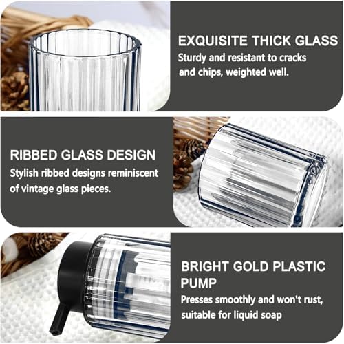 CERBIOR Bathroom Accessories Set, 4 PCS Glass Bathroom Set,Black Grey - Image 4