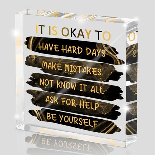 "It's Okay..." Motivational Decor, Black and Gold 4 Inch Acrylic Tabletop Sign, Inspirational Desk Accessories for Workplace Wellness, Motivational Quote for Therapy Office and Home Desk by MUZRUYOU