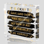 "It's Okay..." Motivational Decor, Black and Gold 4 Inch Acrylic Tabletop Sign, Inspirational Desk Accessories for Workplace Wellness, Motivational Quote for Therapy Office and Home Desk by MUZRUYOU