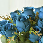 Artificial Rose Flowers 12 Heads 2 Bundles Silk Rose Bouquets, Navy Blue - Image 7
