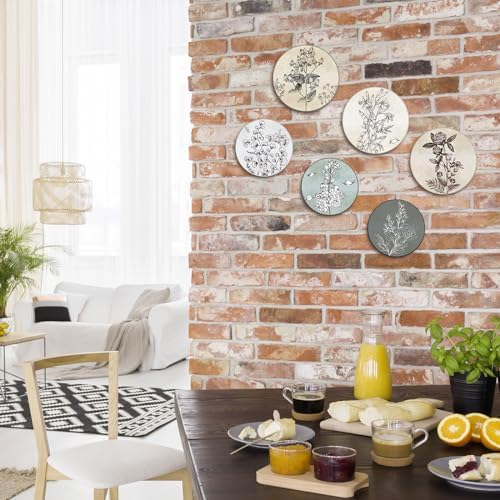 Barydat 6 Pcs Boho Wooden Plant Wall Art Decor,Round,8 Inch, 10 Inch - Image 5