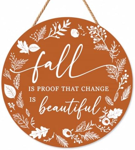 Fall Decorations for Home, Minimalist Fall Wooden Door Sign by Catta