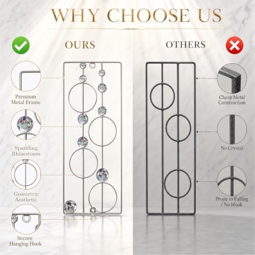 ZEXUIRU 2 Pcs Abstract Metal Art for Wall Decor Living Room Bedroom Bathroom Office Metal Bling Modern Geometric Hanging Vertical Small Iron Sculpture Plaque Pack -Silver 15.7in - Image 5