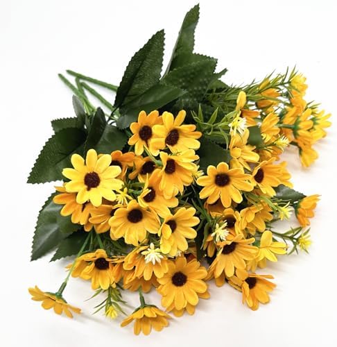 Artificial Daisy Flowers, Fake Silk Flower Marguerite Daisies Shrubs 4 Pack - Image 3